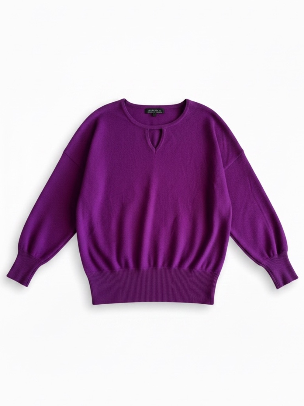 Joseph A Keyhole Neck Batwing Sleeve Sweater Knit Holiday Party Top Purple Large